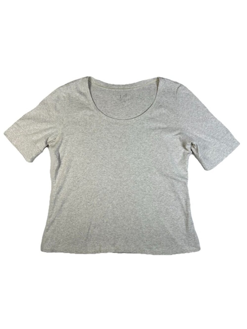 J Jill Pima Scoop-Neck Elbow-Sleeve Tee Women's Sz Large Gray Top Cotton Casual